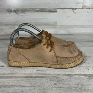 UGG Shoes Womens Casual Espadrille Oxford Moccasin‎ Brown Leather Moc Toe 6.5